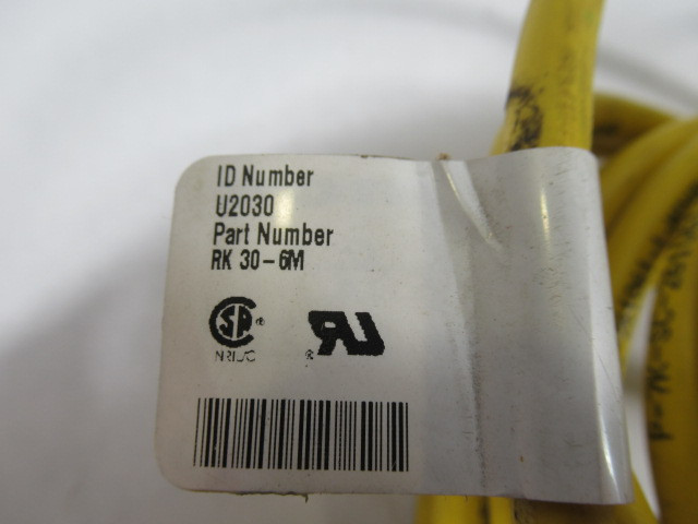 Turck RK-30-6M Straight Female Connector 3/18AWG 300V 3 Pin *Cut to 4.9m* USED