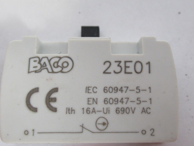 Baco 23E01 Contact Block 690VAC 16Amp 1NC Black Plunger USED