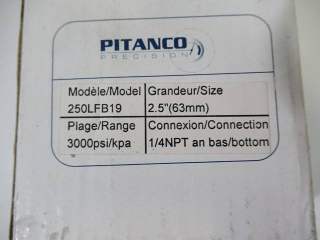 Pitanco 250LFB19 Glycerin Filled Pressure Gauge 0-3000 psi 1/4NPT ! NEW !