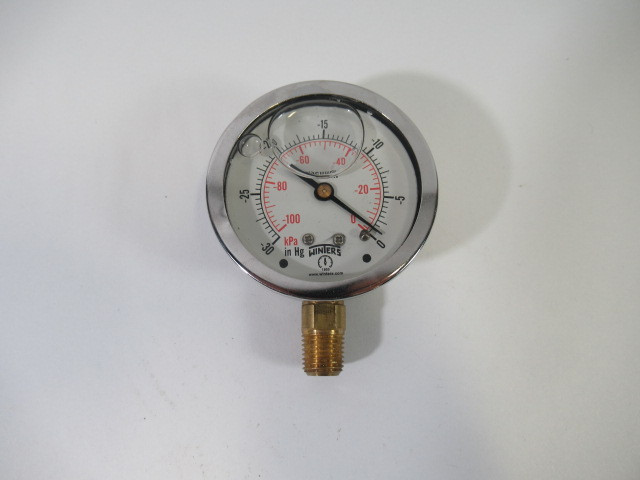 Winters PFQ801R1R11 Pressure Gauge Liquid Filled -30 -0Hg -100-0 kPa USED