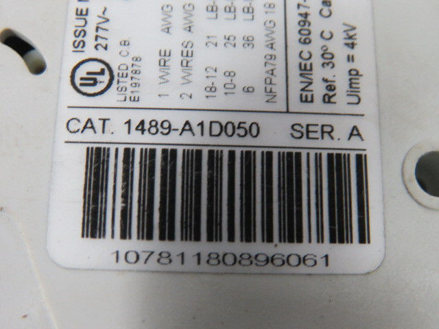 Allen-Bradley 1489-A1D050 Circuit Breaker 2A 277VAC 1P Series A USED