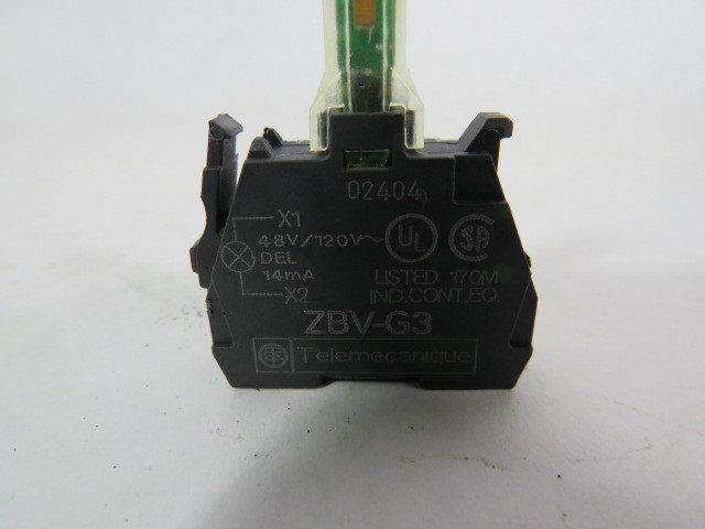Telemecanique ZBV-G3 Light Module for X4 Push Button 110-120VAC Green LED USED