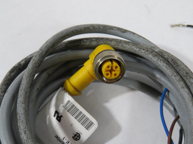 Turck WK 4T-5 Right-Angle M12 Female to Cut End 3 Cond 92" USED