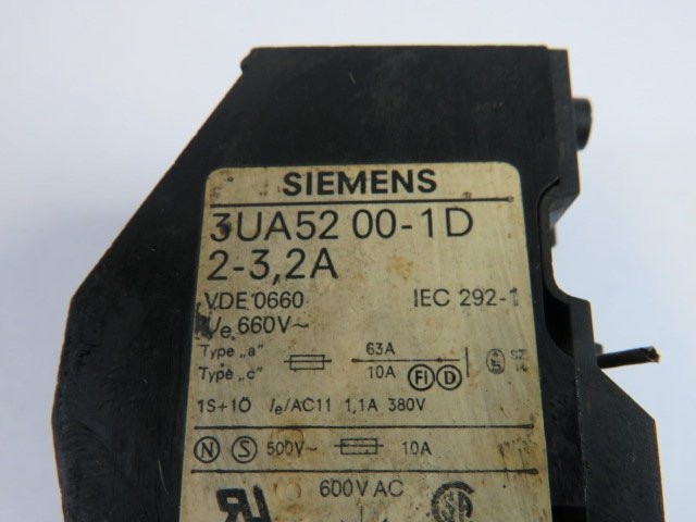 Siemens 3UA5200-1D Overload Relay 2-3.2A USED