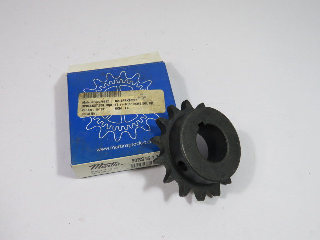 Martin 50BS15-1-3/16 Sprocket 1-3/16" Bore 15 Teeth 50 Chain 5/8" Pitch ! NEW !