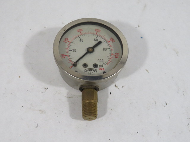 Winters PFQ791 0-650kPa 0-100psi Liquid-Filled Pressure Gauge USED