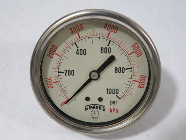 Winters PFQ809-DRY 0-1000psi 0-7000kPa Pressure Gauge USED