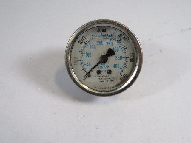 Teledyne 0-6000psi 0-400kPa 50mm Diameter Back Mount Pressure Gauge USED