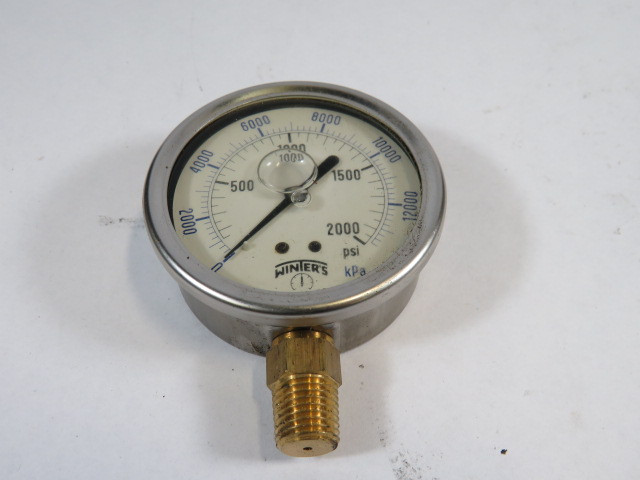 Winters PFQ810 0-2000psi 0-14bar Back Connection Pressure Gauge ! NEW !