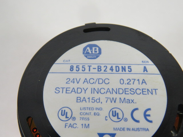 Allen-Bradley 855T-B24DN5 Series A Orange Stack Light 24VAC 7W w/ Bulb USED