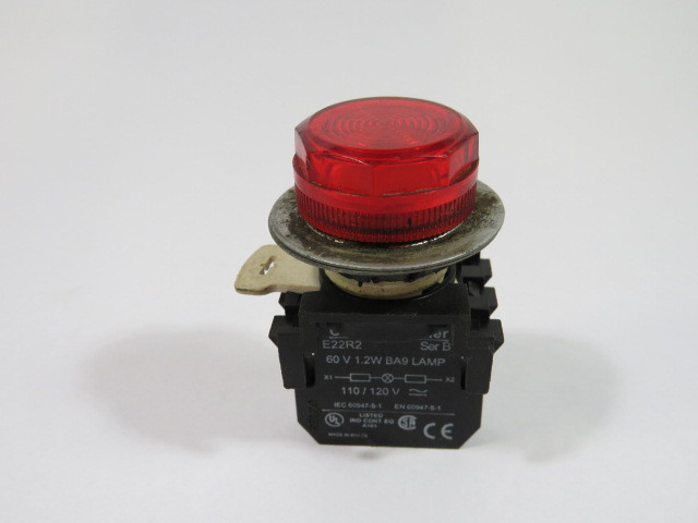 Cutler-Hammer E22H2X10 Red Indicating Light 110/120V 1.2W USED