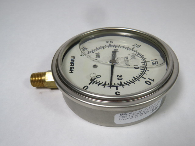 Marsh Instrument Company X32965P Gauge 0-30inHG 0-100kPa 100MM 1/4NPT USED