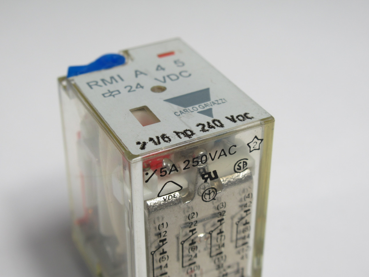 Carlo Gavazzi RMIA-4-5-24DC Relay 24VDC 5A 250VAC 1/6HP 240VAC 14-Blade USED