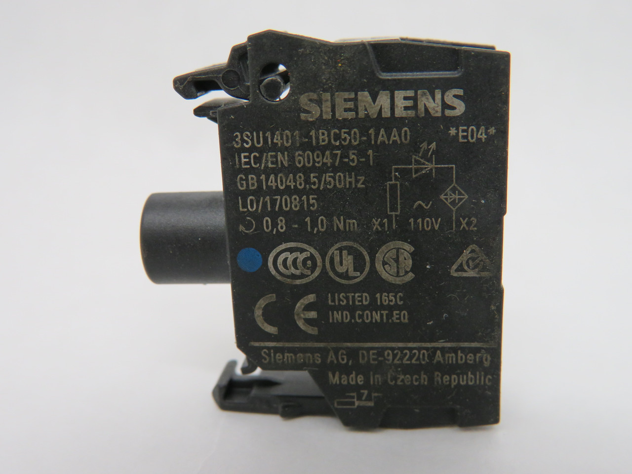 Siemens 3SU1401-1BC50-1AA0 Blue LED Light Module 110VAC 50Hz USED