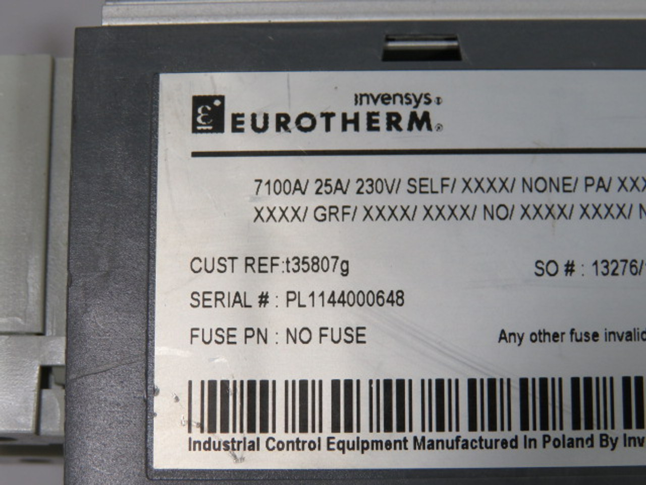 Eurotherm 7100A Single Phase Thyristor Drive 25A 230V 4-20mA USED