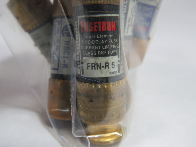 Fusetron FRN-R-5 Time Delay Dual Element Fuse 5A 250V Lot of 10 USED