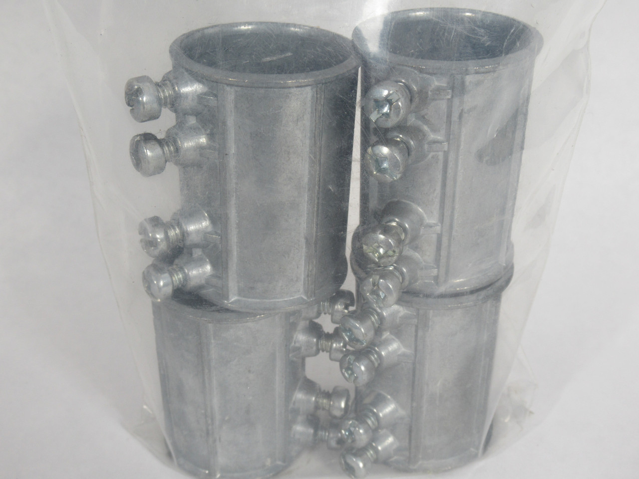 Generic 1-1/2" Zinc Cast Set Screw Coupling 2-1/2" Long Lot of 4 USED