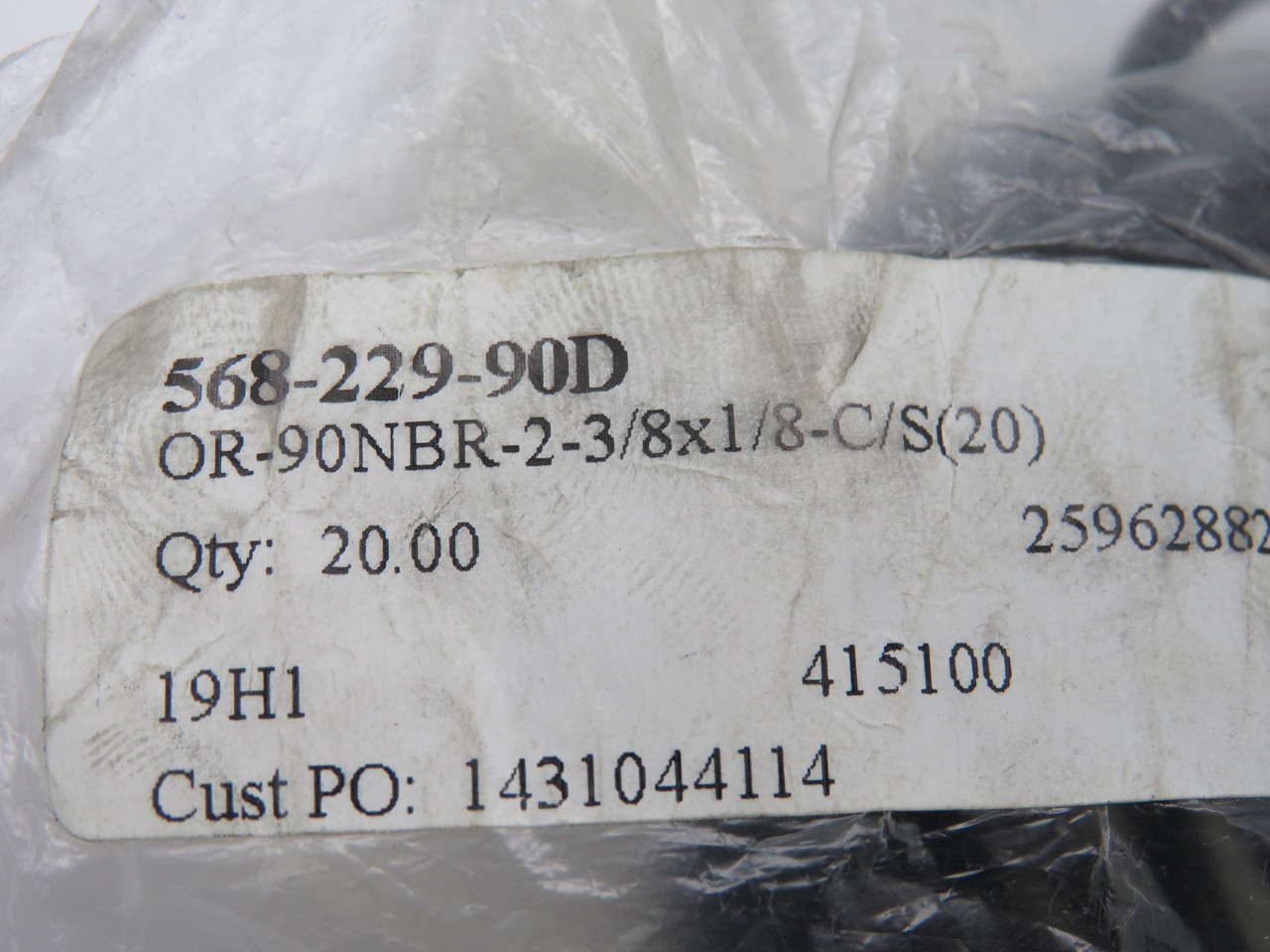 Hercules 568-229-90D Buna-N O-Ring 2.625"OD 2.375"ID 0.125"W Lot/16 *Open* NWB