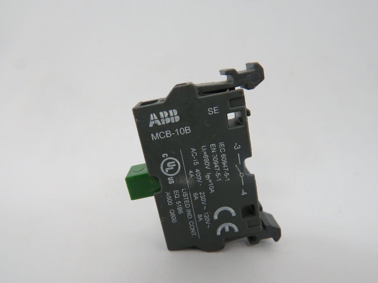 ABB MCB-10B Auxiliary Contact Block 1NO 400VAC@4A 230VAC@6A 120VAC@8A USED