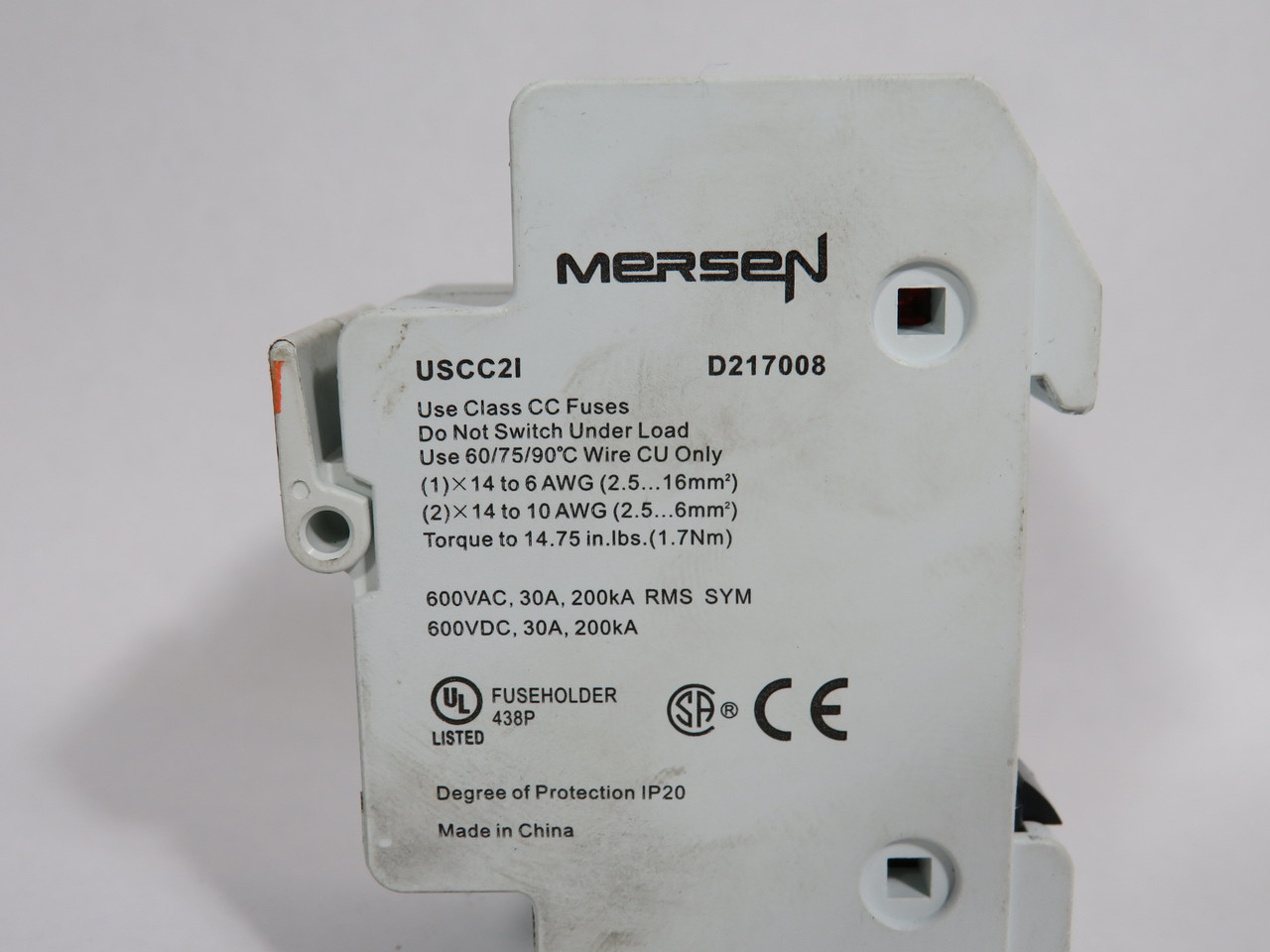 Mersen Ferraz Shawmut USCC2I Fuse Holder 30A 600V 2 Pole USED
