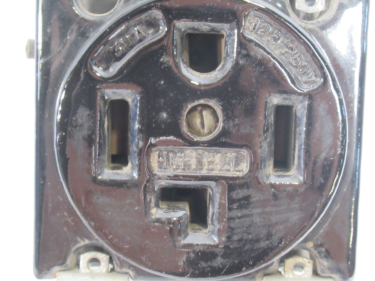 Hubbell RR430F *Vintage* Ceramic Receptacle 30A 125/250V 4W 3P USED