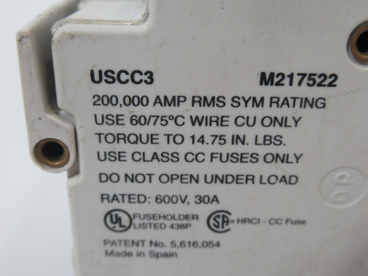 Gould USCC3 Ultrasafe Fuse Holder 30A 600V 3P USED