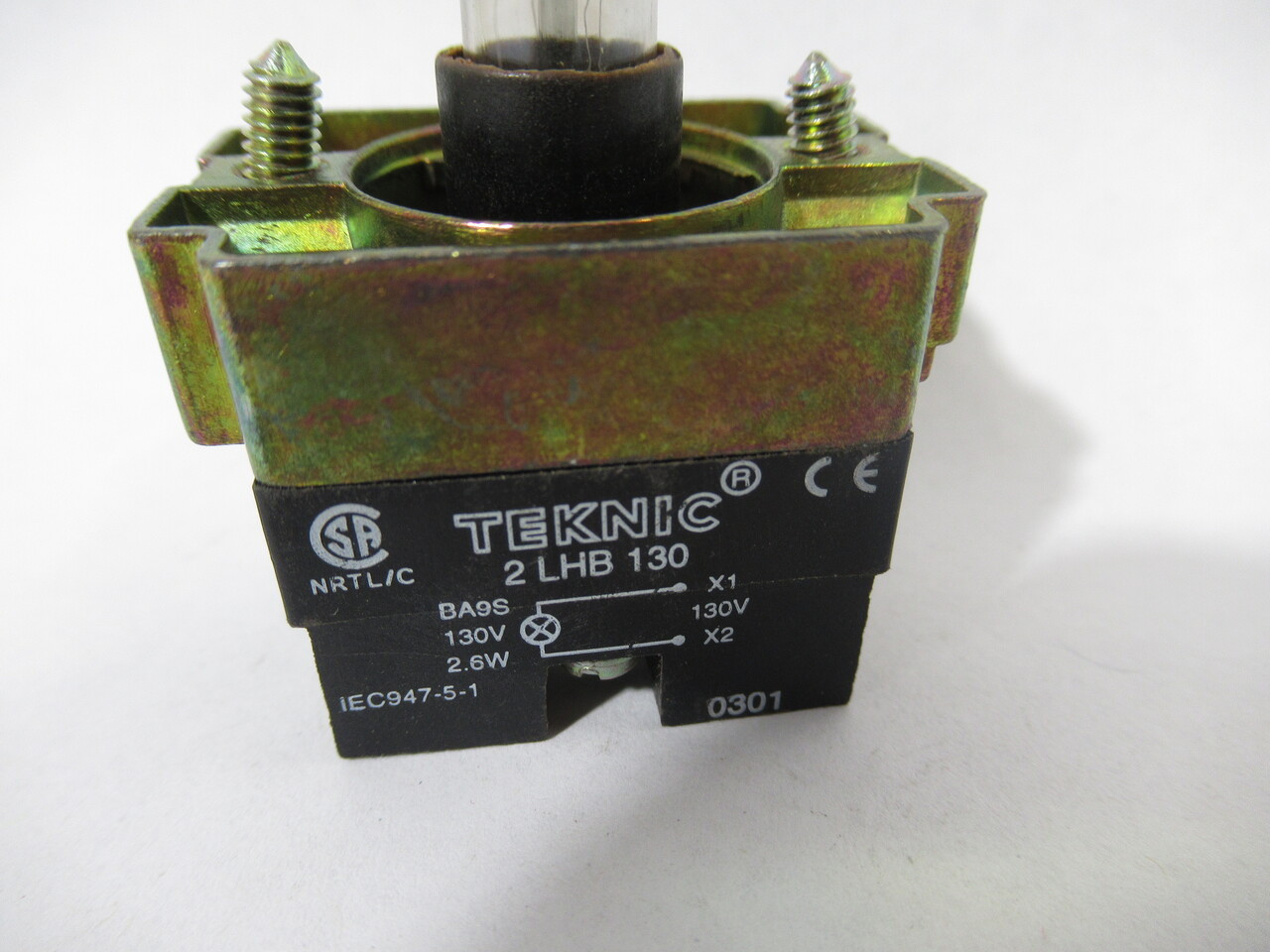 Teknic 2LHB-130 22mm Push Button Lamp Holder w/Bulb 130V 2.6W USED