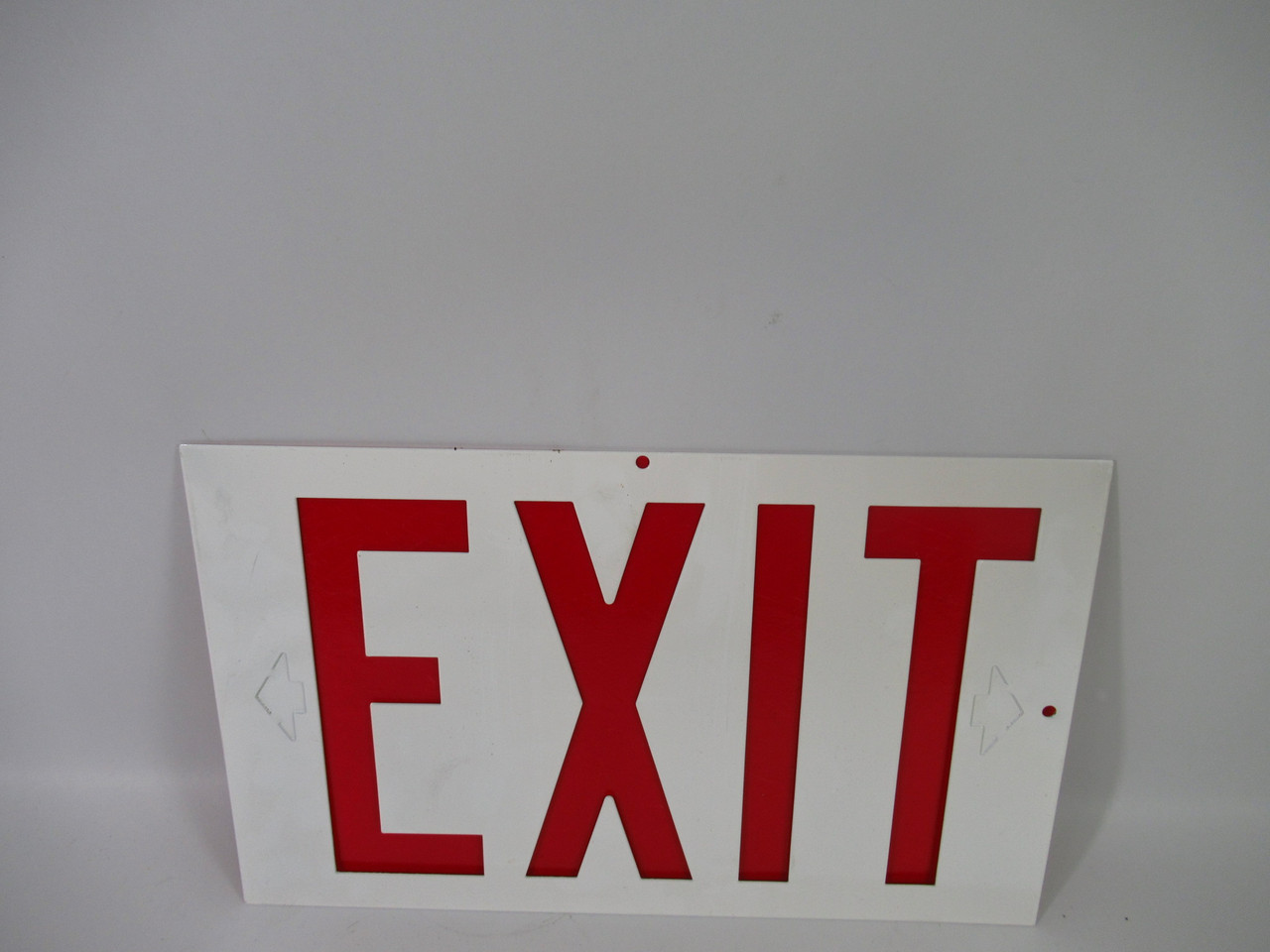 Generic White Steel EXIT Sight w/Red Backing 12-1/8"Wx7-3/8"Hx1/8"TH USED