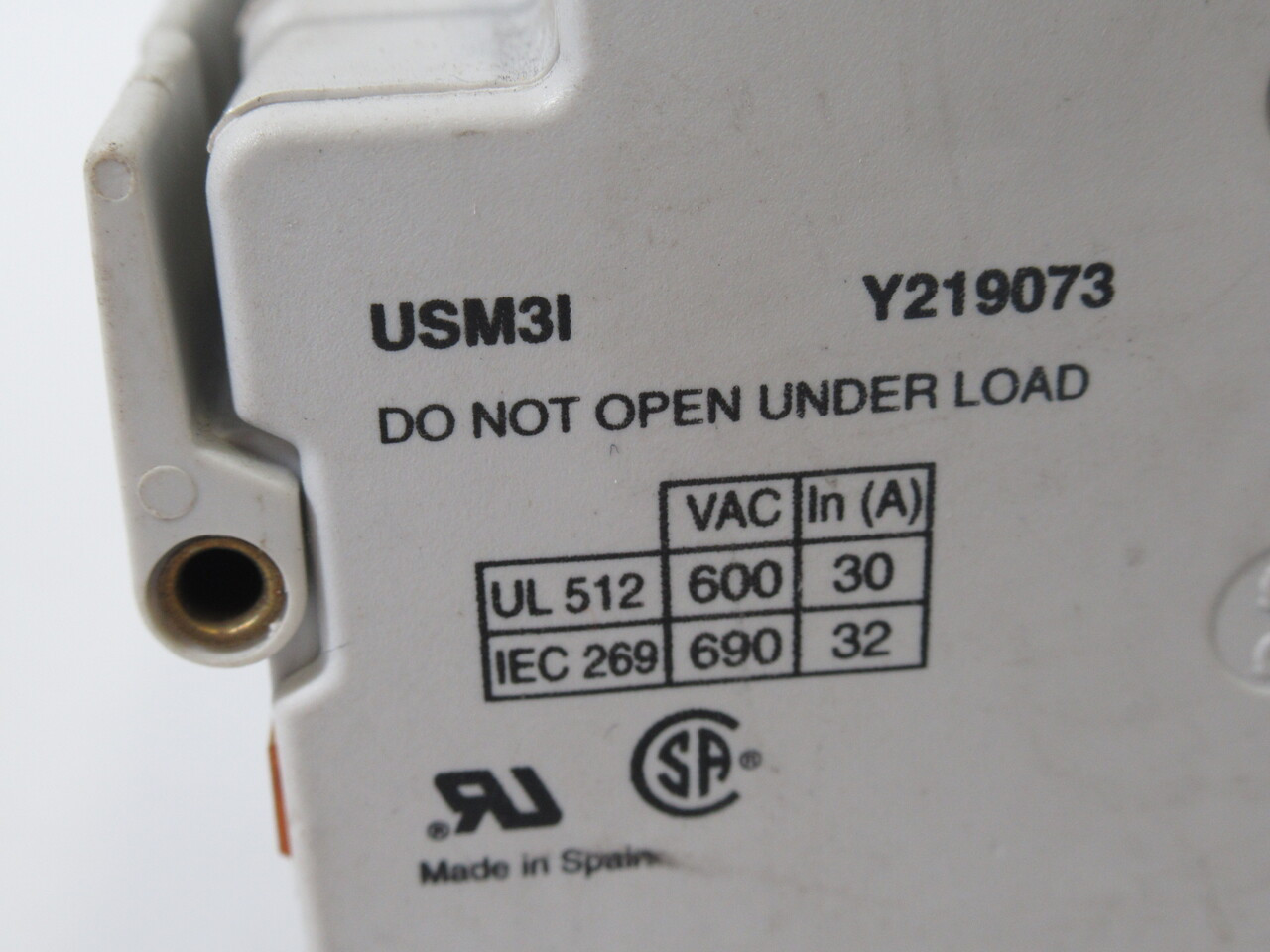 Ferraz Shawmut USM3I Yellow/Orange Indicator Fuse Holder 30A 600V 3 Pole USED