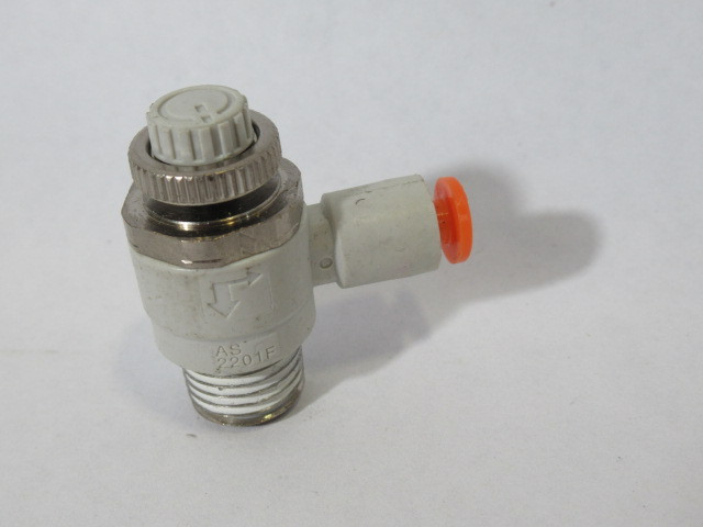 SMC AS2201-F-02-04S Speed Control Valve 1/4"NPT x 4mmOD 1mPa USED