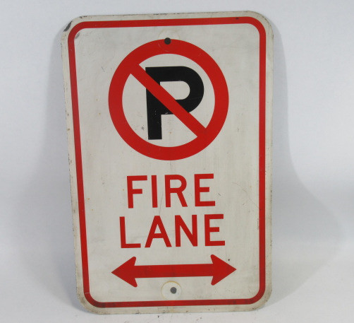 Generic No Parking Fire Lane Metal Sign 18"Lx12"W USED