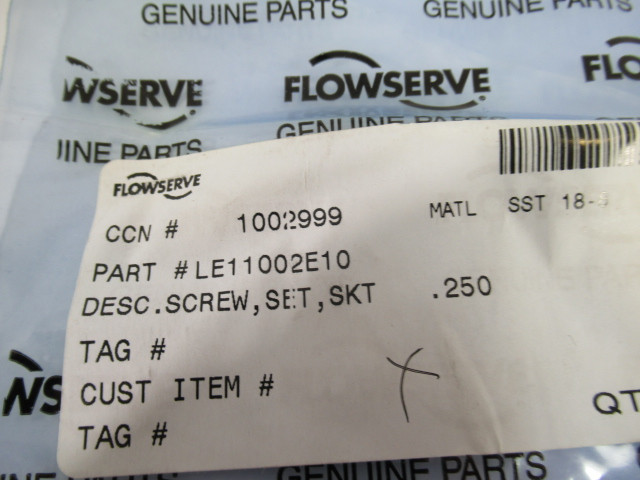 FlowServe LE11002E10 1002999 Socket Screw Set for Pump .250"  NWB