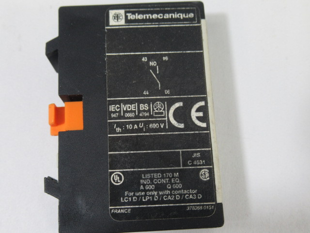 Telemecanique LA1-DN10 Auxiliary Contact Block 1N/O 10A@690V USED