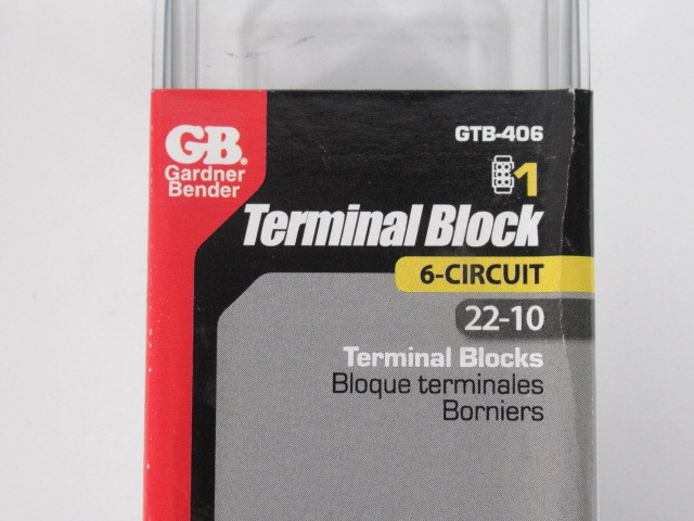 Gardner Bender GTB-406 Terminal Block 30A 600V 6 Pole 22-10AWG ! NEW !