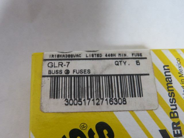 Bussmann GLR-7 Glass Specialty Fuse & Knob Holder 7A 300VAC 5-Pack ! NEW !