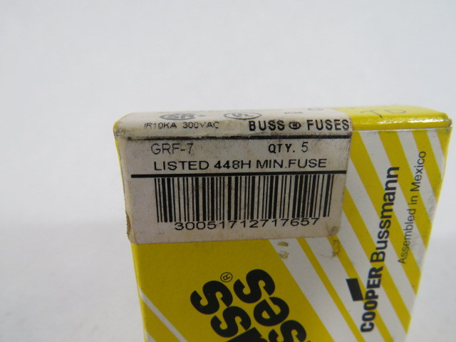 Bussmann GRF-7 Glass Specialty Fuse & Knob Holder 7A 300VAC 5-Pack ! NEW !