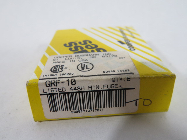Bussmann GRF-10 Glass Specialty Fuse & Knob Holder 10A 300VAC 5-Pack ! NEW !