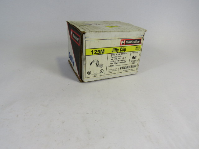 Minerallac 125M 1/2" Conduit Strap 1 Hole 50-Pack NEW