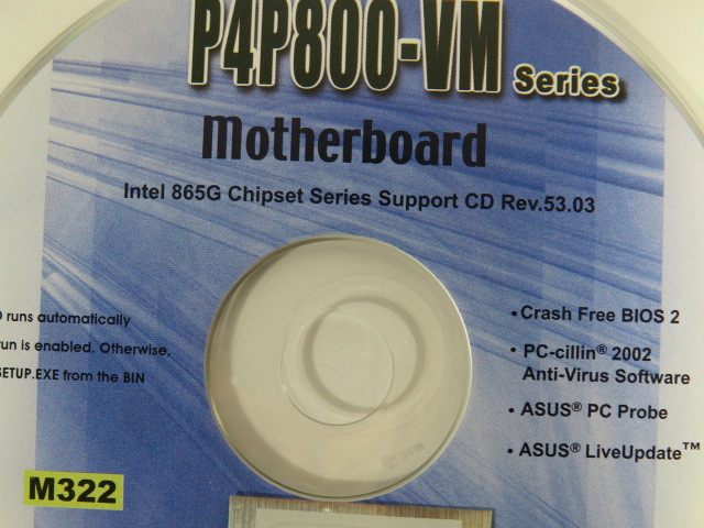 ASUS M322 Intel 8656 Chipset Series Support CD Rev 53.03 NEW