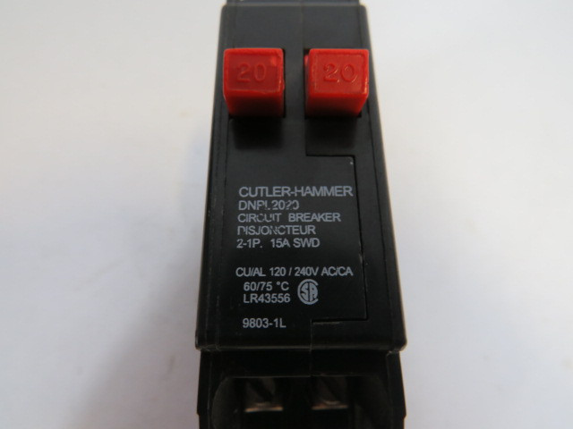 Cutler-Hammer DNPL2020 Duplex Circuit Breaker 20A 120/240VAC 2-1P USED