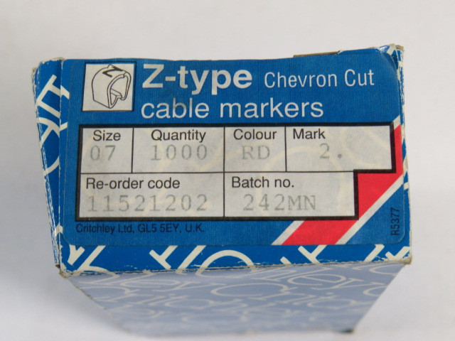 Critchley 11521202 Red Cable Marker #2 Z7 Chevron Cut 900-Pack  NEW