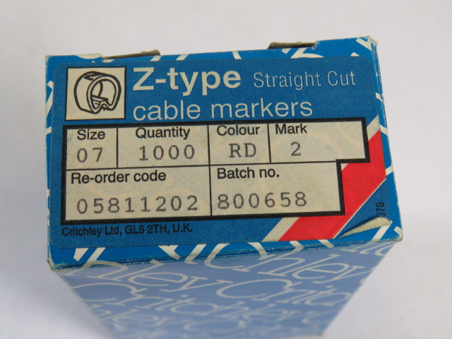 Critchley 05811202 Red Cable Marker #2 Z7 Straight Cut 800-Pack  NEW