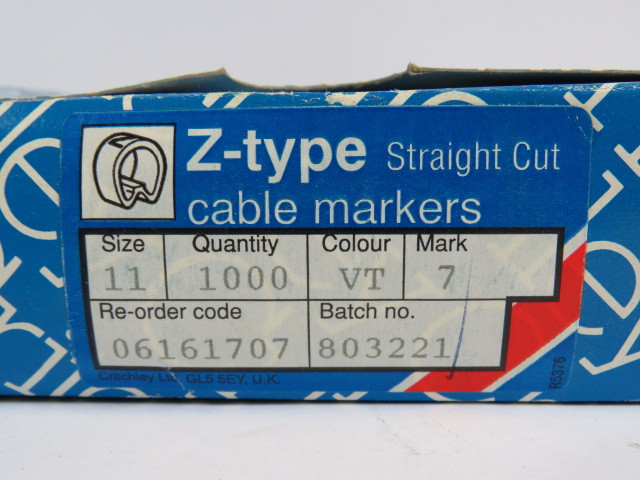 Critchley 06161707 Violet Cable Marker #7 Z11 Straight Cut 700-Pack  NEW