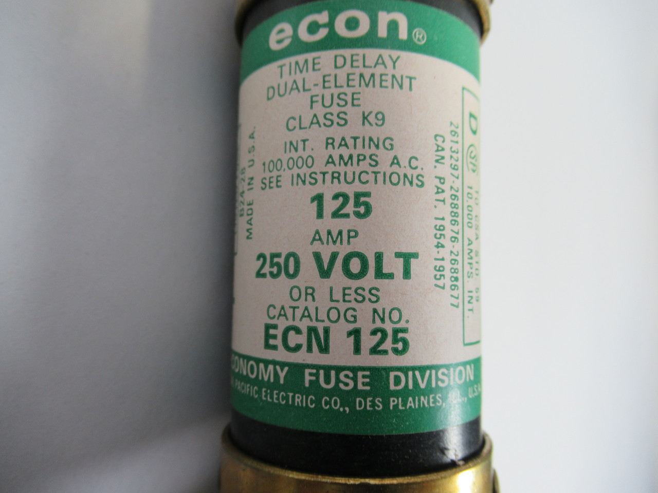 Econ ECN-125 Time Delay Fuse 125A 250V Damaged Box ! NEW !