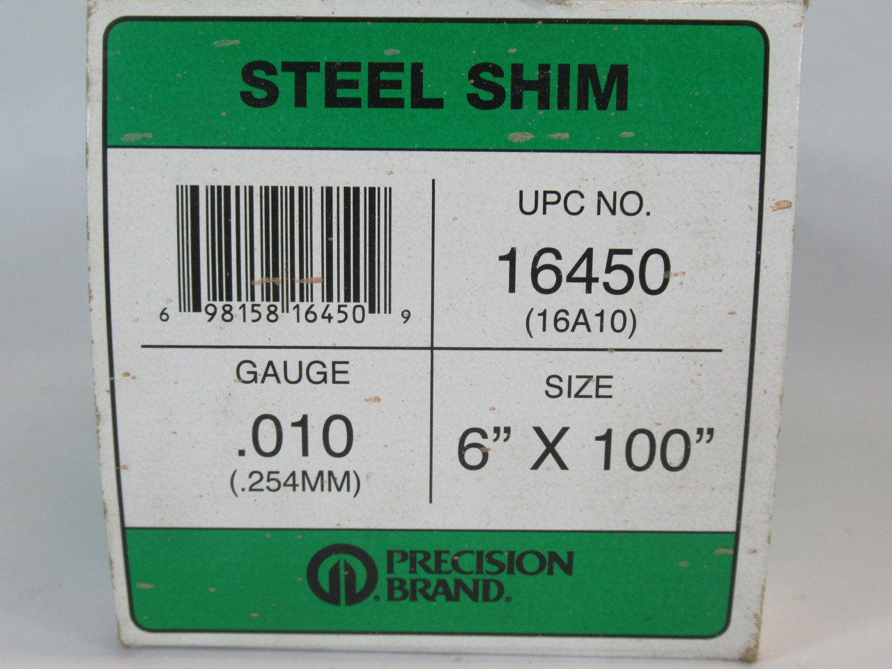 Precision Brand 16450 Steel Shim 0.010" Thickness 6" x 100" BOX WEAR NEW