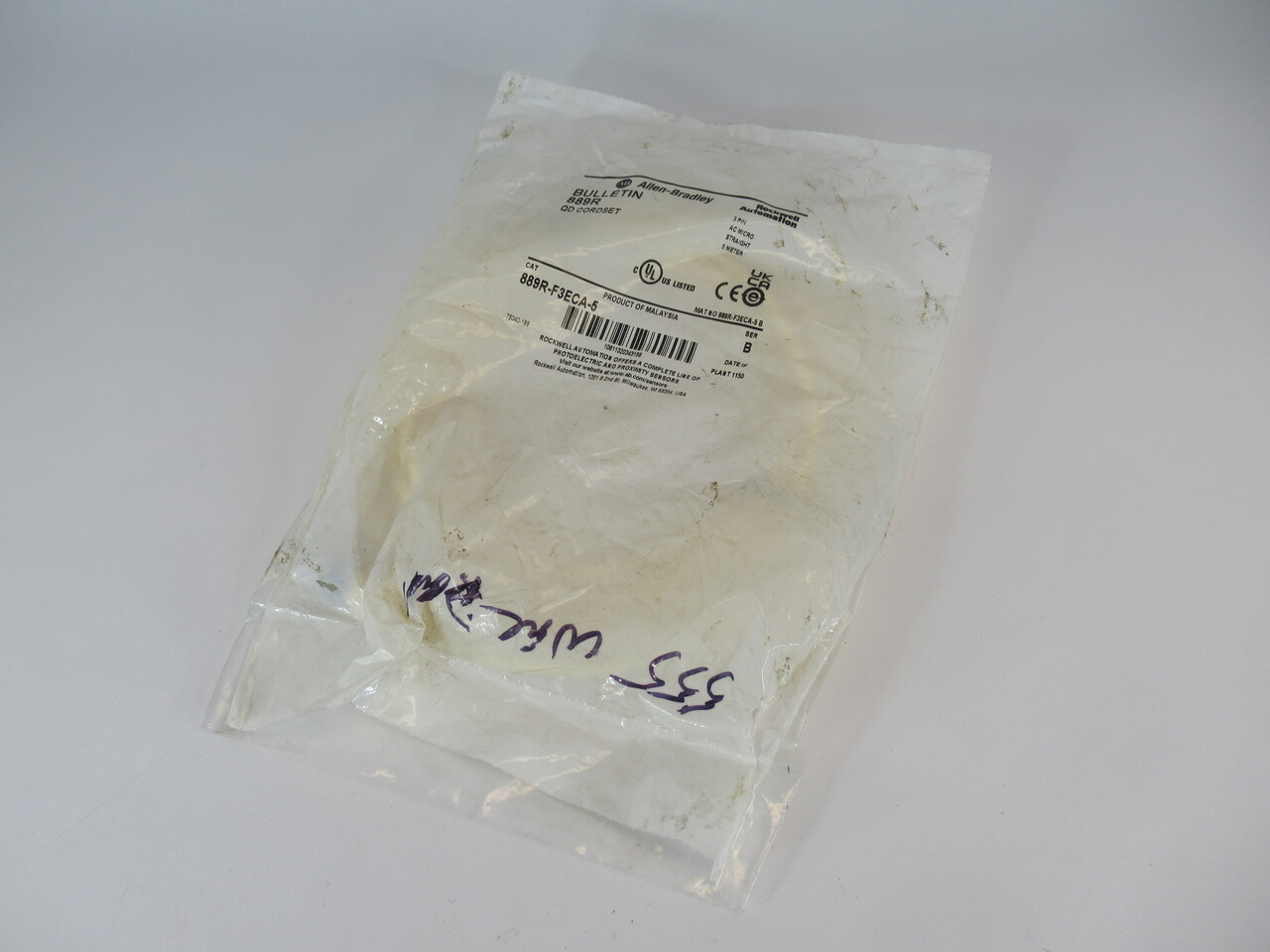 Allen-Bradley 889R-F3ECA-5 Series B QD Cordset 3-Pin 5m Length NWB