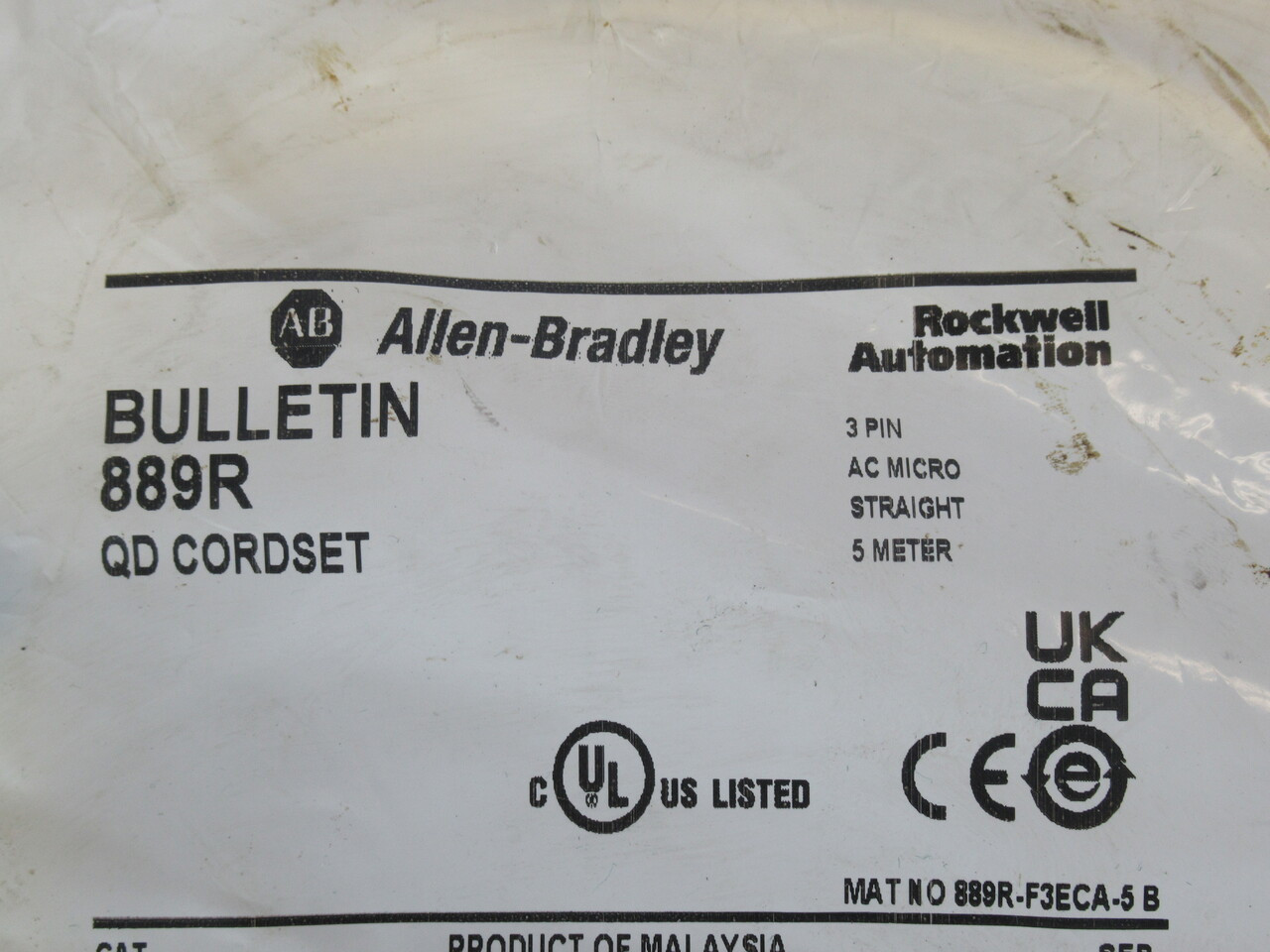 Allen-Bradley 889R-F3ECA-5 Series B QD Cordset 3-Pin 5m Length NWB