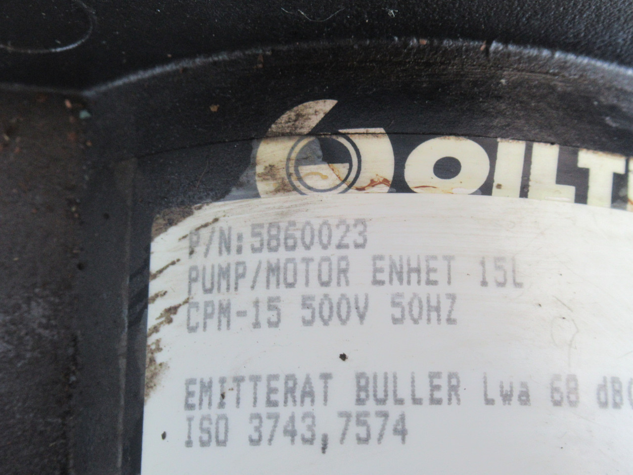 Oiltech 5860023 Oil Pump C/W VEM Motor 0.75kW 1710RPM 570V TEFC 60Hz 1.5A USED