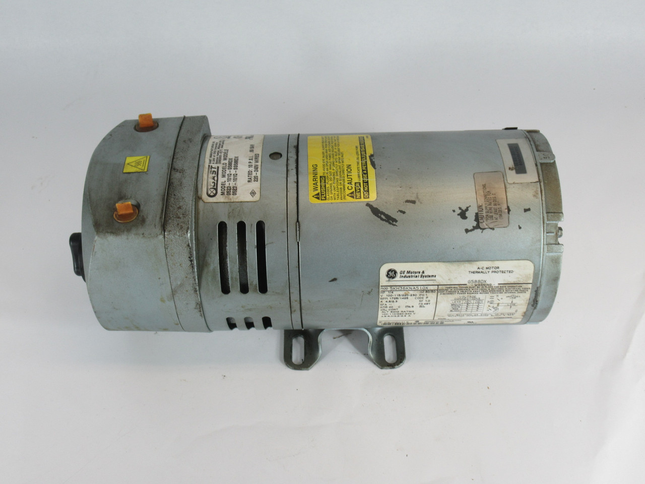 Gast 0523-101Q-SG588DX Rotary Vane Pump C/W General Electric Motor 1/4HP USED