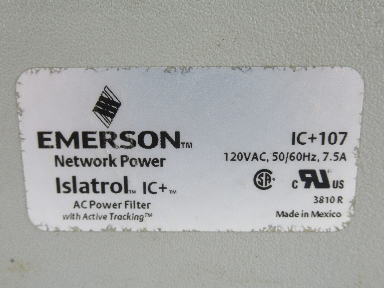 Emerson IC+107 AC Power Filter 120V 50/60Hz 7.5A USED